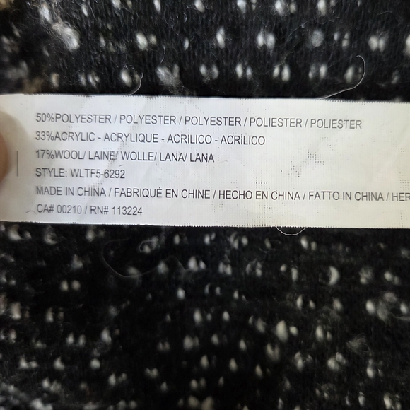 William Rast Flocked Wool Blend Open Cardigan With Leather Look Cuffs Small - Picture 4 of 6